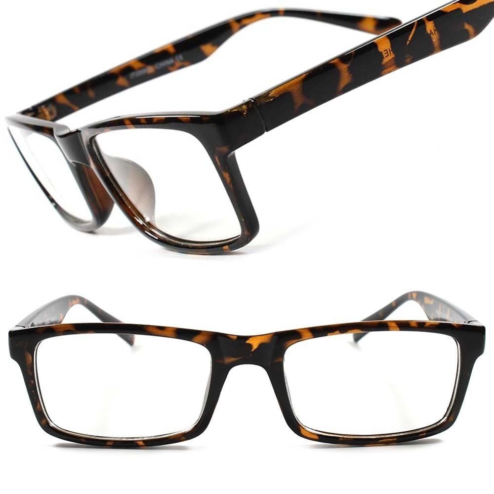 Stylish Elegant Rectangle Dapper Mens Womens Tortoise Clear Lens Eyeglasses A58